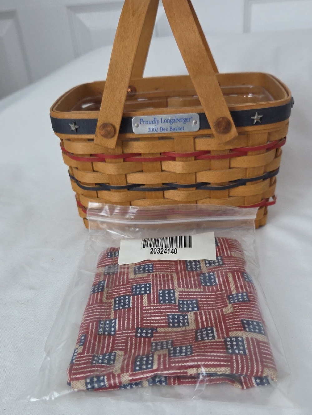 Longaberger Red & Blue Accent Bee Basket